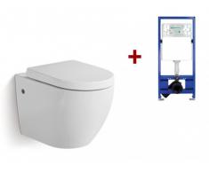Wand WC Keramik Kenji - Weiß + Wand WC Element Tobi