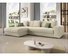 Ecksofa - Ecke links - grob gerippter Cord - Beige - CALAZO von Pascal Morabito