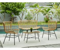 Garten Sitzgruppe Polyrattan NICOYA: 2-Sitzer-Sofa, 2 Sessel + Loungetisch