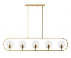 Deckenleuchte mit 5 Leuchten höhenverstellbar - Metall - 122 x 49-91 cm - Goldfarben - BALIO