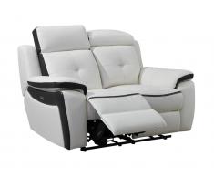Relaxsofa Leder elektrisch 2-Sitzer - Weiß & Anthrazit - ANGELIQUE