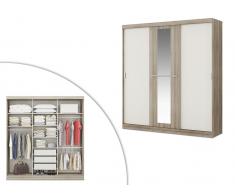 Kleiderschrank Didda - 3 Schiebetüren - Eiche und Elfenbein