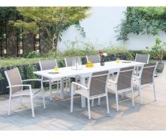 Garten Essgruppe PAHOA - Ausziehbarer Tisch & 8 Stühle - Weiß