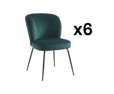 Stuhl 6er-Set - Samt & Metall - Grün - POLPONA von PASCAL MORABITO