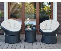 Garten Sitzgruppe Polyrattan SIBU: 2 Drehsessel & Couchtisch