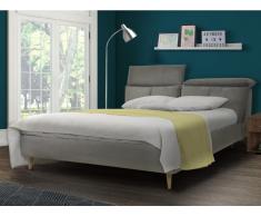 Bett mit Kopfstützen Stoff ASTERIA - 160x200 cm - Grau