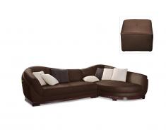 Ecksofa Ledersofa Capri II & Sitzhocker - Braun - Ecke Rechts