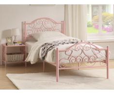 Metallbett LEYNA - 90 x 190 cm - Rosa