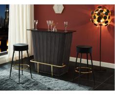 Barhocker 2er-Set BELINIO - Samt & Metall - Schwarz