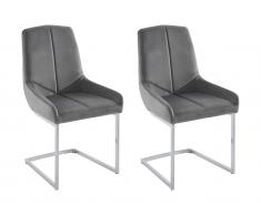 Stuhl 2er-Set - Samt & Metall - Grau - BERLONA