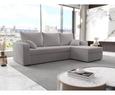 Ecksofa mit Schlaffunktion - Ecke wechselbar - Cord - Hellgrau - ONABIA