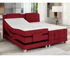 Boxspringbett Stoff mit Elektromotor CASTEL - 2 x 80 x 200 cm - Bordeauxrot