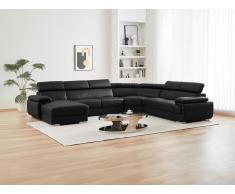 XXL Wohnlandschaft Rundecke Leder Elevanto - Schwarz - Ecke Links
