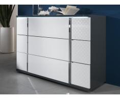 Kommode mit LED-Beleuchtung CONSCIENCE - 3 Schubladen - Weiß/Grau