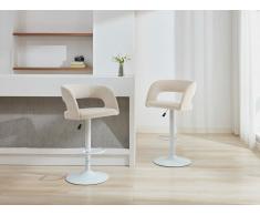 Barhocker 2er-Set höhenverstellbar - Stoff & weißes Metall - Cremefarben - LAJUNIA