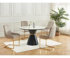 Stuhl 2er-Set - Samt & goldfarbenes Metall - Beige - BERLONA