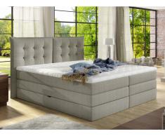 Boxspringbett Stoff mit Topper PLAISIR - 160 x 200 cm - Beige