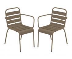 Gartensessel stapelbar 2er-Set - Metall - Taupe - MIRMANDE von MYLIA