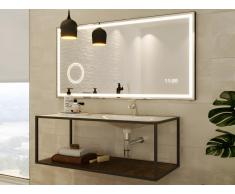 Badezimmerspiegel rechteckig mit Digitaluhr beleuchtet - 120 x 60 cm - AITANA