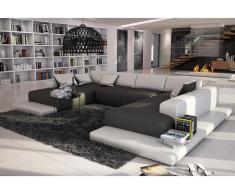 XXL Wohnlandschaft U-Form Cosy - Grau-Weiß