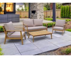 Garten Sitzgruppe Holz AMARIA: 2-Sitzer-Sofa, 2 Sessel & Couchtisch