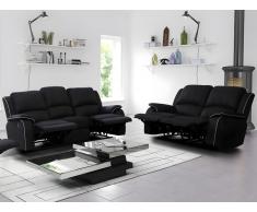 Couchgarnitur Relax 3+2 - Microfaser - Schwarz - HERNANI