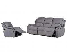 Couchgarnitur Relax 3+1 - Microfaser - Grau - HERNANI