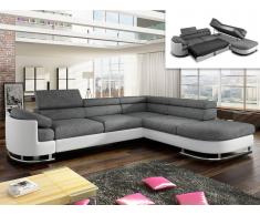 Ecksofa mit Schlaffunktion MYSEN - Weiß & Grau - Ecke Rechts