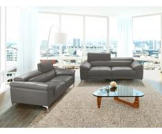 Couchgarnitur Leder 3+2 - Anthrazit - SOLANGE