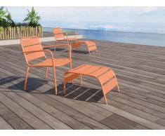 Gartensessel niedrig & stapelbar + Fußbank - Metall - Hellorange - MIRMANDE von MYLIA