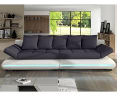 Schlafsofa Big Sofa Stoff LED-Leiste Mattias - Weiß&Grau