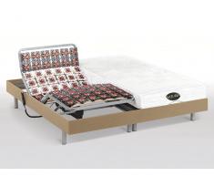 Matratzen elektrischer Lattenrost 2er-Set mit Okin-Motor Lysis III - 2x100x200cm - Eichenholzfarben
