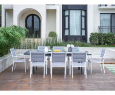 Garten-Essgruppe ALERON - Aluminium: Tisch ausziehbar B 160/240 cm & 8 stapelbare Sessel