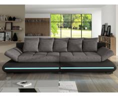 Schlafsofa Big Sofa Stoff LED-Leiste Mattias - Schwarz&Grau