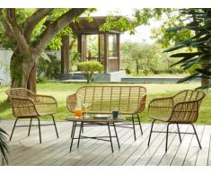 Garten Sitzgruppe Polyrattan NOSARA: 2-Sitzer-Sofa, 2 Sessel + Couchtisch