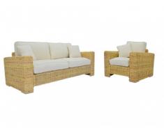 Garnitur Stoff Rattan TAMALA 3+1- Beige