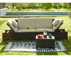 Modulierbares Gartensofa mit Couchtisch Polyrattan GANDOCA