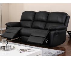 Relaxsofa Leder 3-Sitzer Milagro - Schwarz