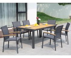 Garten Essgruppe VAIAKU - Tisch & 6 Stühle - Anthrazit