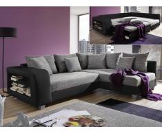 Ecksofa mit Schlaffunktion KUOPIO - Grau & Schwarz - Ecke Rechts
