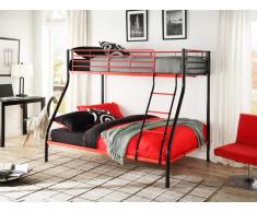 Etagenbett ELEVATIO III + Lattenrost - 90x190 & 140x190cm - Metall - Schwarz/Rot