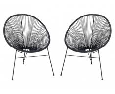 Gartenstuhl 2er-Set Polyrattan ALIOS II - Schwarz