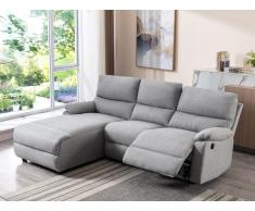 Ecksofa Relaxsofa elektrisch - Stoff - Ecke Links - Hellgrau - LUNANO