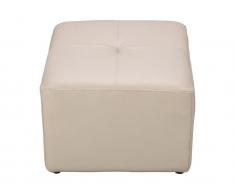 Sitzhocker Leder Capri II - Elfenbein