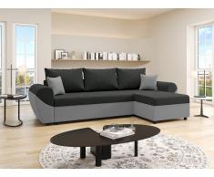 Ecksofa mit Schlaffunktion - Ecke wechselbar - Stoff - Schwarz & Grau - LIERNO
