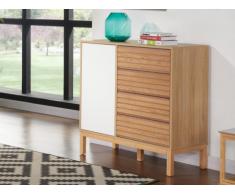 Highboard Upsala - 1 Tür & 4 Schubladen - Eichefarben&Weiß