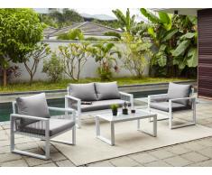 Garten Sitzgruppe Aluminium KIRIBATI: 2-Sitzer-Sofa, 2 Sessel & Couchtisch