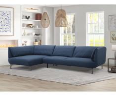 Ecksofa - Ecke links - Stoff - Blau - ANGELINA