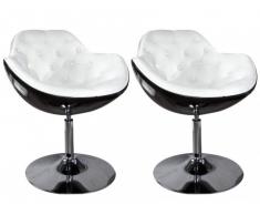 Lounge-Sessel 2er-Set Elvita - Drehbar - Schwarz & Weiß