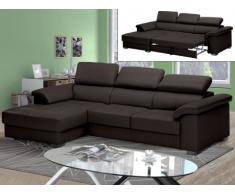 Ecksofa Leder mit Schlaffunktion EXPERIENCIA - Mit Matratze - Luxusleder - Braun - Ecke Links